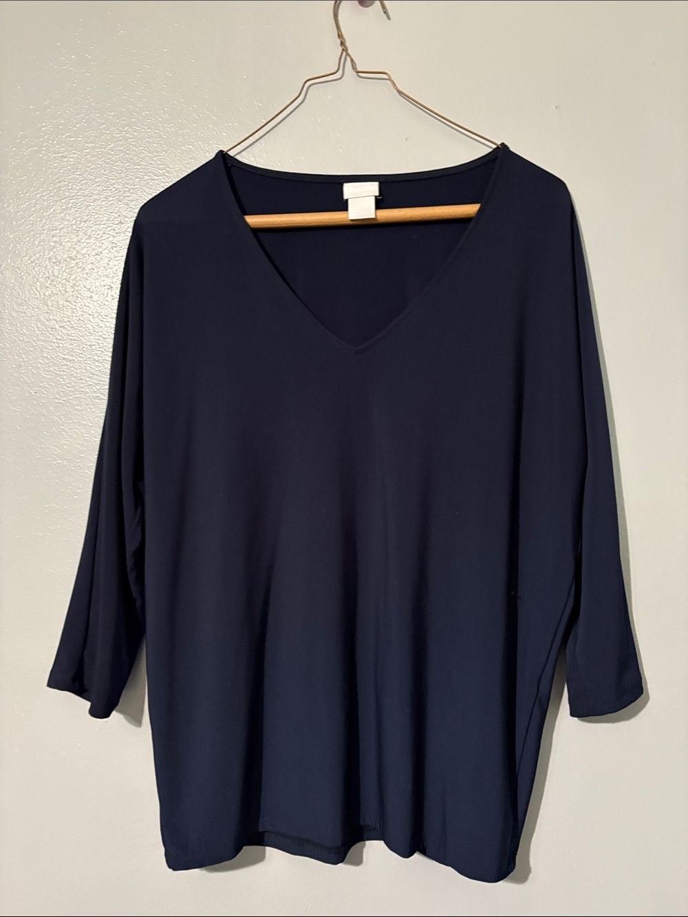 Chico's Deep Navy V-Neck Long Sleeve Tee